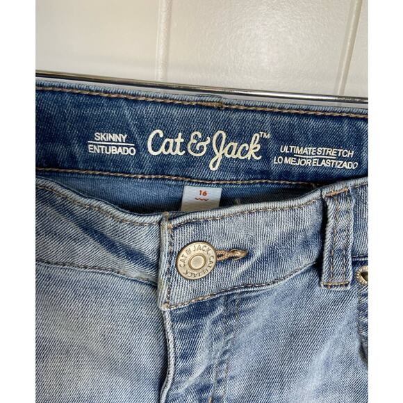 Cat & Jack Girls Jeans Sz 16 Ultimate Stretch Skinny Low-Rise Light Wash NEW - Picture 5 of 6
